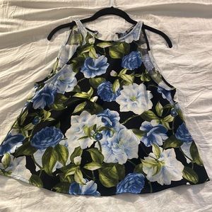 American Apparel High Neck Open Back Floral Top